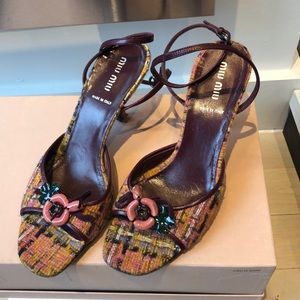 Miu Miu Tweed Flower heels